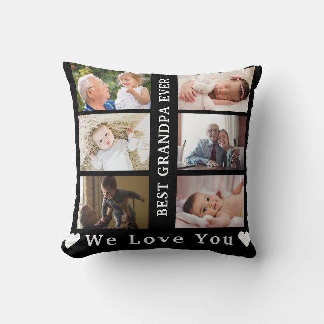 Best Opa jemals Custom Foto Collage Wir Liebe Sie Kissen (Vorderseite)