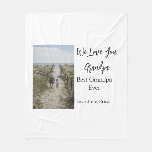 Best Opa jemals Großeltern Foto Geschenke Klassike Fleecedecke (Vorderseite)
