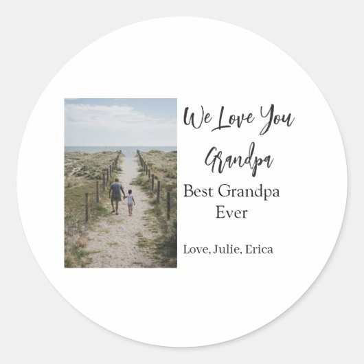 Best Opa jemals Großeltern Foto Geschenke Klassike Runder Aufkleber (Vorderseite)