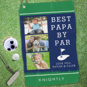 BEST PAPA BY PAR 3 Foto Collage Blue Green Golfhandtuch