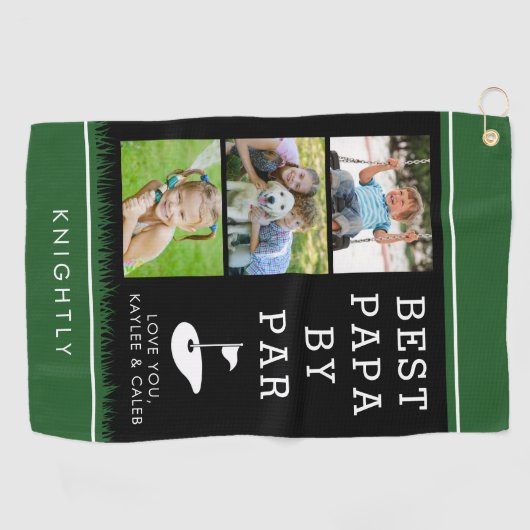 BEST PAPA BY PAR 3 FotoCollage Personalisiert Golfhandtuch (Horizontal)