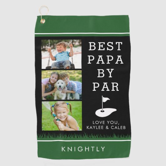 BEST PAPA BY PAR 3 FotoCollage Personalisiert Golfhandtuch (Vorderseite)