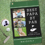 BEST PAPA BY PAR 3 FotoCollage Personalisiert Golfhandtuch<br><div class="desc">Personalisiertes Foto-Golf-Handtuch mit 3 Bildern für den Golfer Großvater oder Papa genannt PAPA mit dem vorgeschlagenen bearbeitbaren lustigen Golf-Sprichwort BEST PAPA BY PAR (oder ändern Sie Ihren eigenen Text) in einem bearbeitbaren schwarz, grün und weiß Farbschema. Fügen Sie unten einen Namen, ein Monogramm oder eine spezielle Nachricht hinzu. Ein tolles...</div>