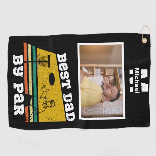 Best Papa by Par Disc Golf frisbee Custom Foto Golfhandtuch (Horizontal)