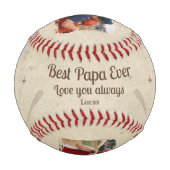 Best Papa Ever 2 Photo Dad Gift Keepsake Baseball (Vorderseite)