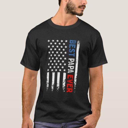 Best Papa Ever American Flag Fathers Day T-Shirt (Vorderseite)