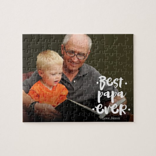 Best Papa Ever Custom Photo From Grandchild Puzzle (Horizontal)