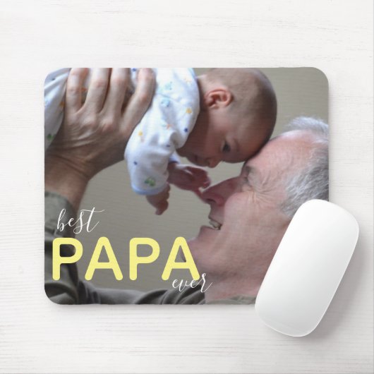 Best Papa Ever Modernes Script Foto Großa & Baby  Mousepad (Mit Mouse)