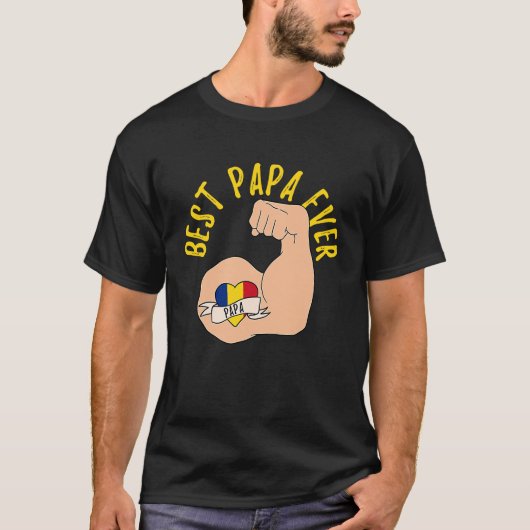 Best Papa Ever Romanian Dad Fathers Day T-Shirt (Vorderseite)