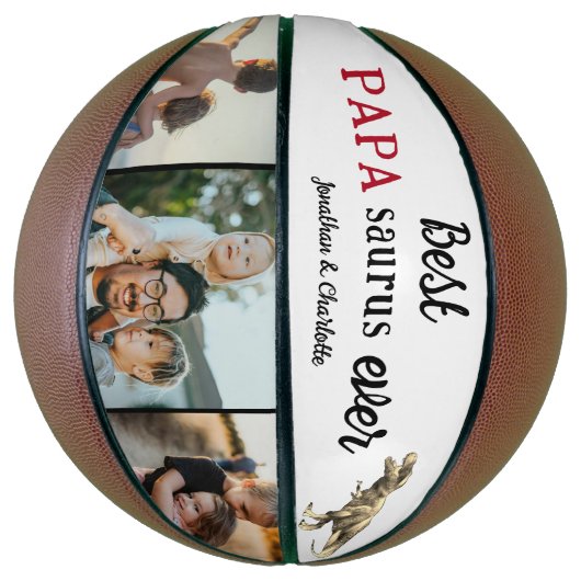 Best Papa Saurus Ever Photo Collage Basketball (Vertikal)