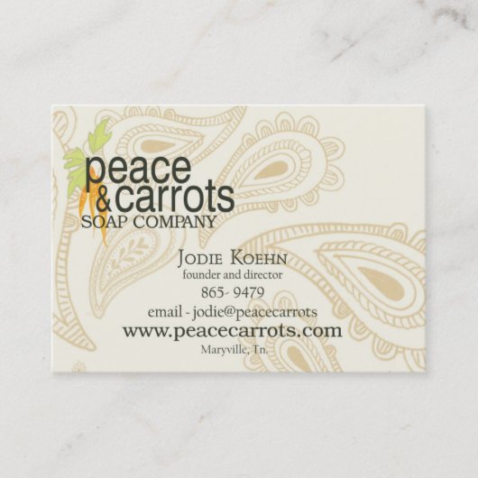 Best Peace und Visitenkarte Carrots Soap Company (Vorderseite)