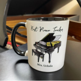 Best Piano Teacher Custom Name Grand Piano gift Zweifarbige Tasse