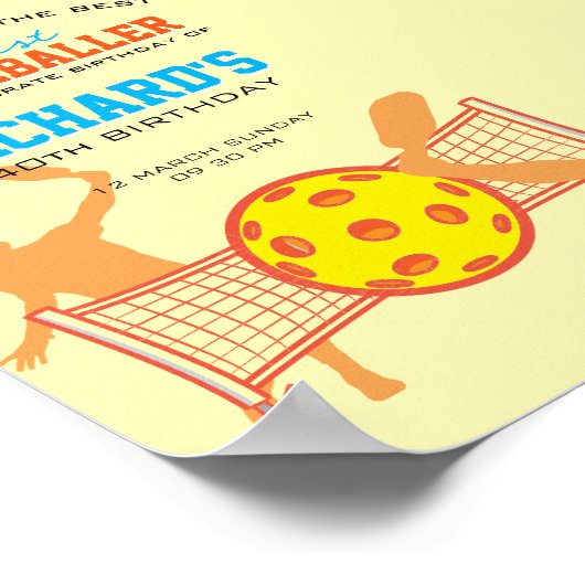 Best Pickleball Player Funny Birthday Party Poster (Ecke)