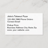 Best Pizza Takeout Business Cards Visitenkarte (Rückseite)