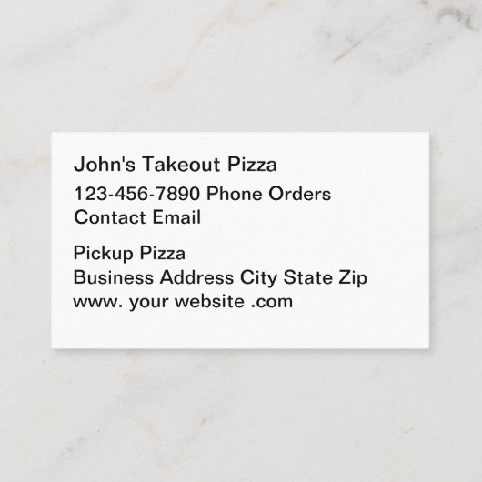 Best Pizza Takeout Business Cards Visitenkarte (Rückseite)