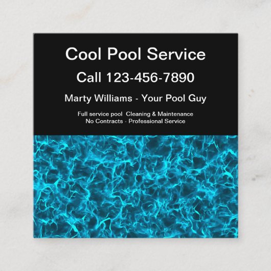 Best Pool Service Pool Water Business Cards Quadratische Visitenkarte (Vorderseite)
