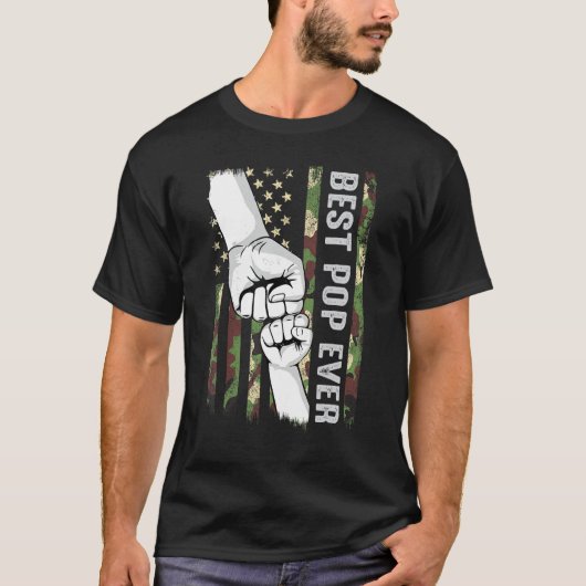 Best Pop Ever Fist Pump With US American Flag Fath T-Shirt (Vorderseite)