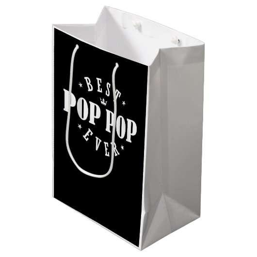 Best Pop Pop Ever Design - Pop Pop Mittlere Geschenktüte (Vorderseite Schrägansicht)