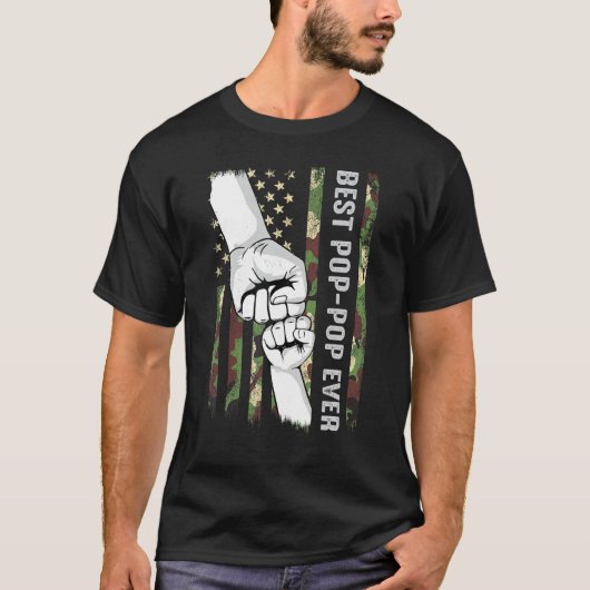 Best Pop Pop Ever Fist Pump With US American Flag T-Shirt (Vorderseite)