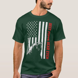 Best Poppa Bear je USA American Flag Father's Da T-Shirt
