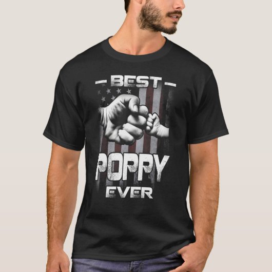 Best Poppy Ever Fist bump USA Flag Father's Day T-Shirt (Vorderseite)