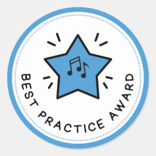 Best Practice Award Musiknoten Blue Teacher Runder Aufkleber