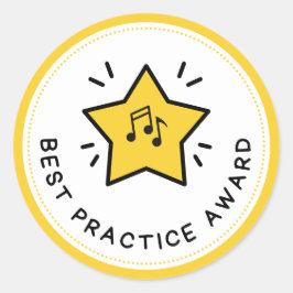 Best Practice Award Musiknoten Gelber Lehrer Runder Aufkleber