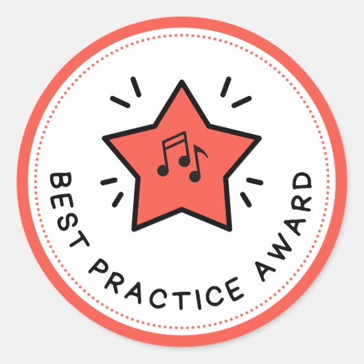 Best Practice Award Musiknoten Red Teacher Runder Aufkleber (Vorderseite)