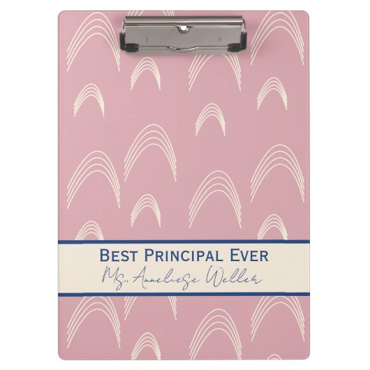 Best Principal Ever Personalized Boho Rainbow Klemmbrett (Vorderseite)