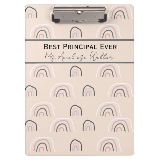 Best Principal Ever Personalized Boho Rainbow Klemmbrett (Vorderseite)
