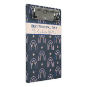 Best Principal Ever Personalized Boho Rainbow Mini Klemmbrett (Schrägansicht)