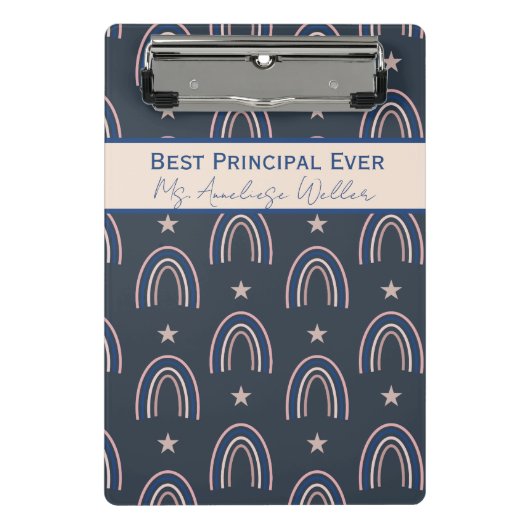 Best Principal Ever Personalized Boho Rainbow Mini Klemmbrett (Vorderseite)