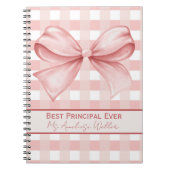 Best Principal Ever Personalized Gingham Bow Notizblock (Vorderseite)