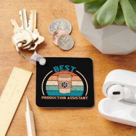 Best Production Assistant - Retro Style Schlüssela Schlüsselanhänger