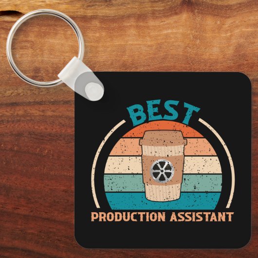 Best Production Assistant - Retro Style Schlüssela Schlüsselanhänger (Vorderseite)