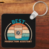 Best Production Assistant - Retro Style Schlüssela Schlüsselanhänger (Rückseite)