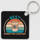 Best Production Assistant - Retro Style Schlüssela Schlüsselanhänger (Rückseite)