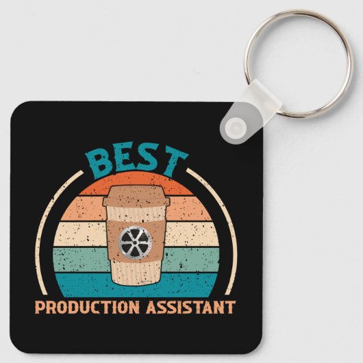 Best Production Assistant - Retro Style Schlüssela Schlüsselanhänger (Rückseite)