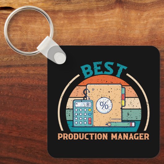 Best Production Manager - Retro Style Schlüsselanh Schlüsselanhänger (Vorderseite)