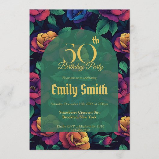 Best Rose Floral Boho Birthday Einladung (Vorderseite)