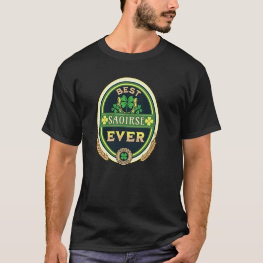 Best Saoirse je Persönlicher Name Irish Retro Beer T-Shirt (Vorderseite)