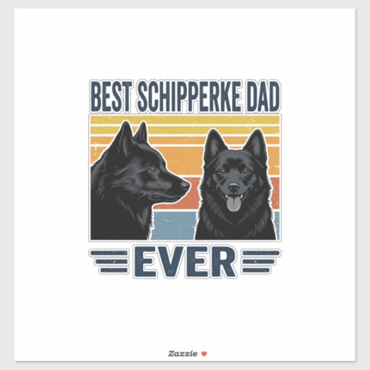 Best Schipperke Dad Ever Retro Dog Vector Design_1 Aufkleber (Blatt)