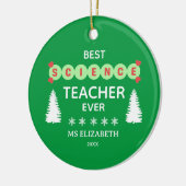 Best Science Teacher Typografy Christmas Green Keramik Ornament (Links)