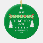 Best Science Teacher Typografy Christmas Green Keramik Ornament (Hinten)