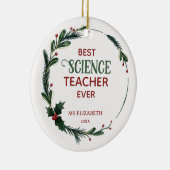 Best Science Teacher Typografy Christmas Wreath Keramik Ornament (Rechts)