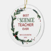 Best Science Teacher Typografy Christmas Wreath Keramik Ornament (Links)