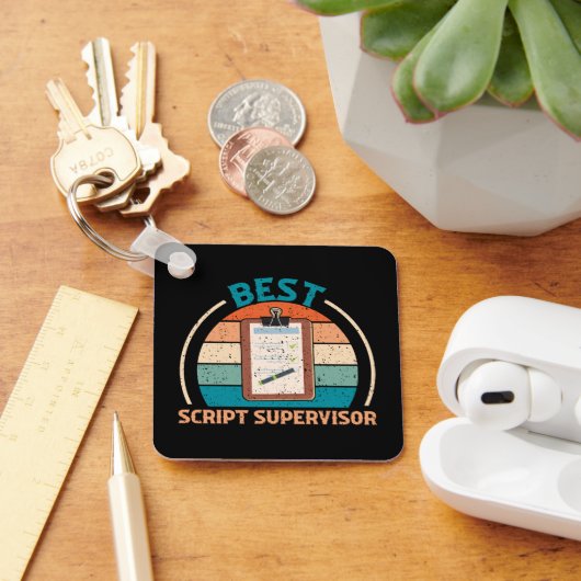 Best Script Supervisor - Retro Style Schlüsselanhä Schlüsselanhänger (Schreibtisch)