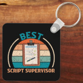 Best Script Supervisor - Retro Style Schlüsselanhä Schlüsselanhänger (Rückseite)