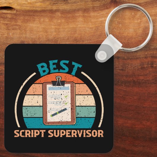 Best Script Supervisor - Retro Style Schlüsselanhä Schlüsselanhänger (Rückseite)