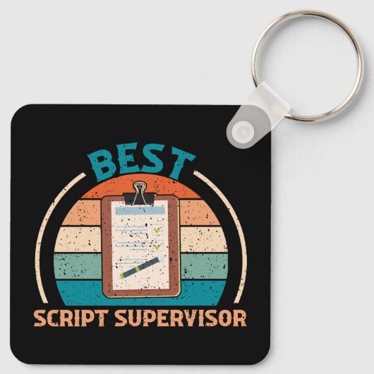 Best Script Supervisor - Retro Style Schlüsselanhä Schlüsselanhänger (Rückseite)